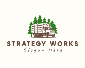 Forest Logging Truck logo design