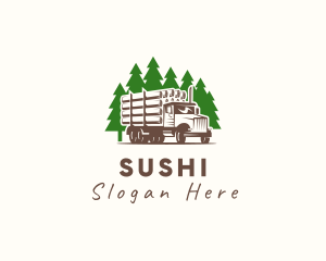 Forest Logging Truck logo design