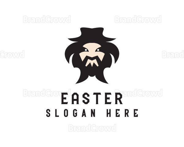 Mongolian Man Beard Logo