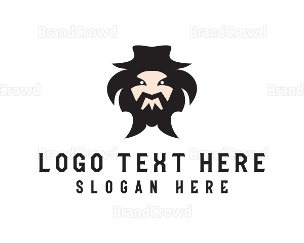 Mongolian Man Beard Logo