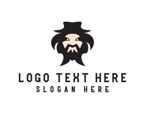 Head - Mongolian Man Beard logo design
