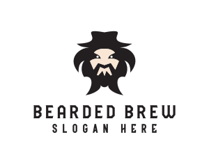 Mongolian Man Beard logo design