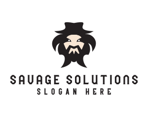 Thug - Mongolian Man Beard logo design