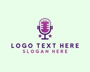 Record - Podcast Microphone Audio logo design