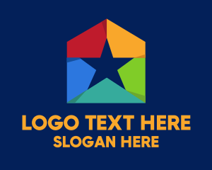 Negative Space - Colorful Star House logo design