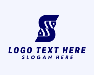 Village - Blue Subdivision Letter S logo design