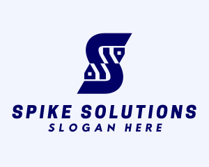 Blue Subdivision Letter S logo design