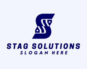 Blue Subdivision Letter S logo design