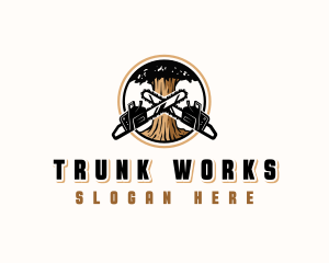 Trunk - Chainsaw Tree Lumberjack logo design