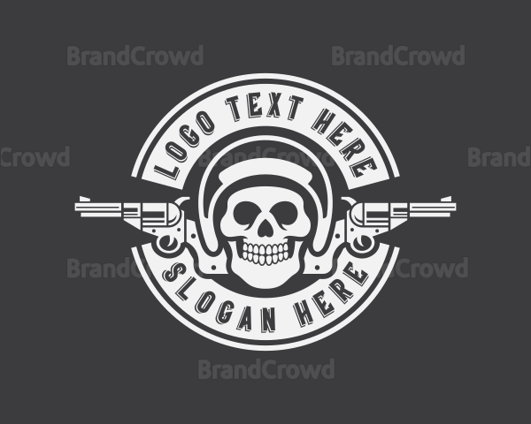 Skull Revolver Firearm Logo