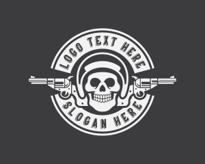 Rocket Launcher - Skull Revolver Firearm logo design