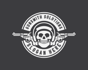 Skull Revolver Firearm logo design