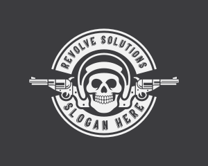 Skull Revolver Firearm logo design