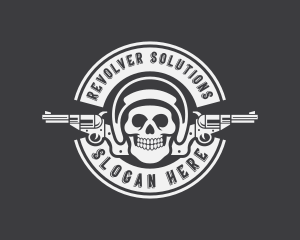 Skull Revolver Firearm logo design