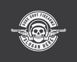 Skull Revolver Firearm logo design