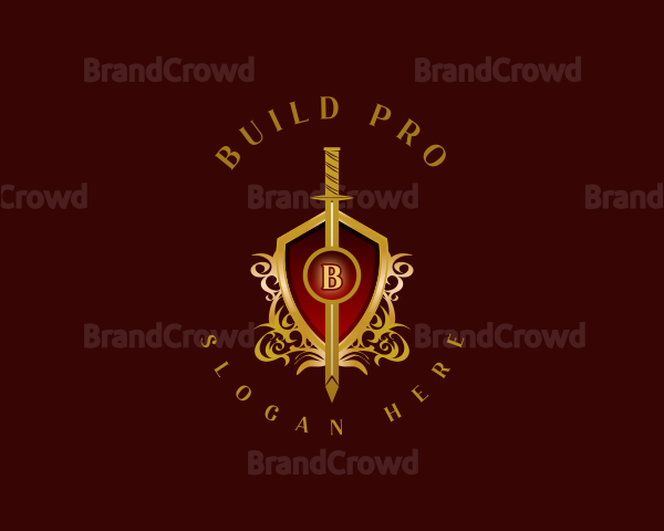 Knight Sword Shield Logo