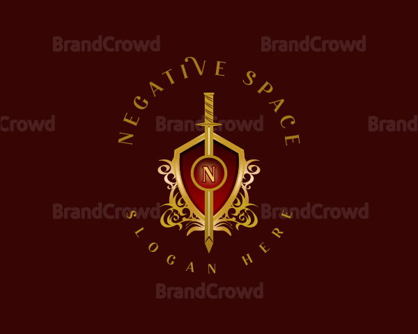 Knight Sword Shield Logo