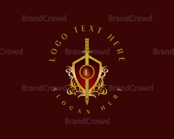 Knight Sword Shield Logo