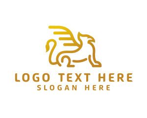 Medieval - Golden Griffin  Creature logo design