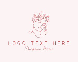 Monoline - Floral Woman Face logo design