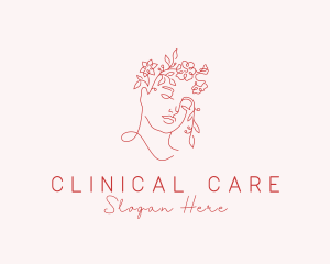 Floral Woman Face logo design