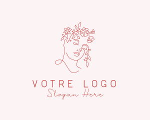 Girl - Floral Woman Face logo design
