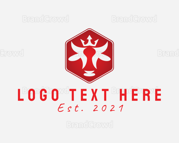 King Bull Crown Hexagon Logo