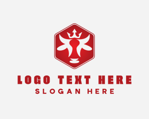 Ox - King Bull Crown Hexagon logo design