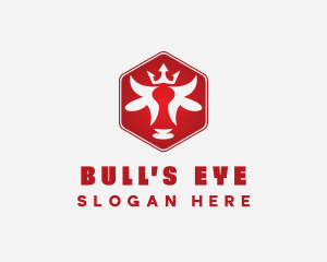 King Bull Crown Hexagon logo design