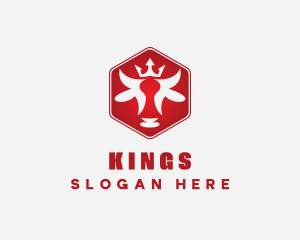 King Bull Crown Hexagon logo design