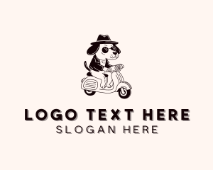 Pet Care - Dog Scooter Cowboy Hat logo design