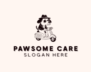 Dog Scooter Cowboy Hat  logo design