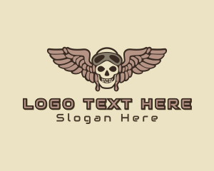 Red Skull - Esports Gaming Skeleton Pilot logo design