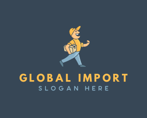 Import - Happy Courier Import Man logo design