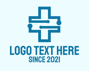 Cross - Blue Medical Technology logo design