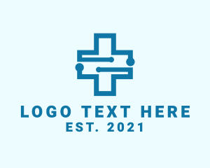 Line Art - Blue Medical Technology logo design