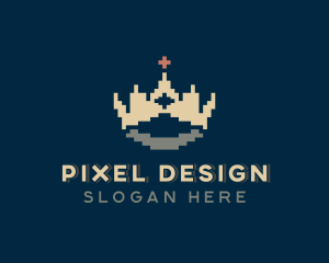 Pixel Crown Cross logo design