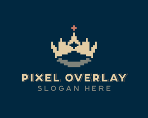 Pixel Crown Cross logo design