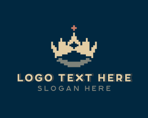 Retro - Pixel Crown Cross logo design