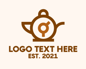 Coffee - Brown Teapot Clock logo design
