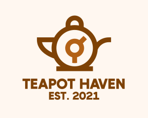 Teapot - Brown Teapot Clock logo design