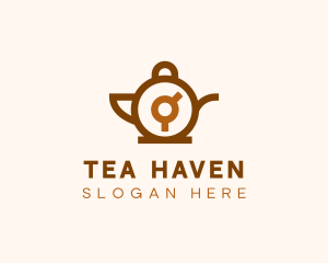 Brown Teapot Clock  logo design