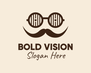 Hipster Glasses Mustache  logo design