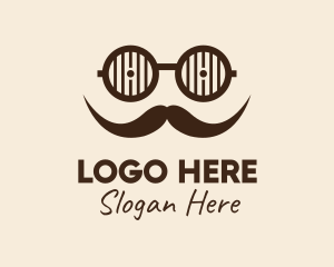Barber - Hipster Glasses Mustache logo design