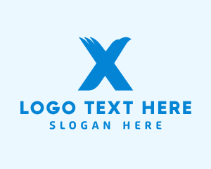 Bird - Blue Eagle Letter X logo design