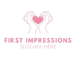 Pink Heart Hands logo design