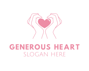 Pink Heart Hands logo design