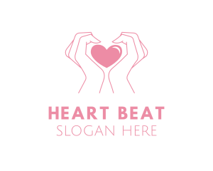 Pink Heart Hands logo design