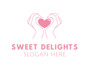 Pink Heart Hands logo design