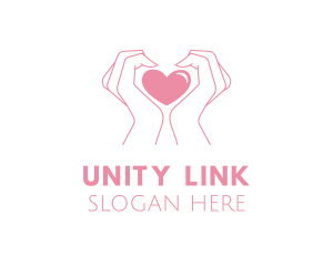 Togetherness - Pink Heart Hands logo design